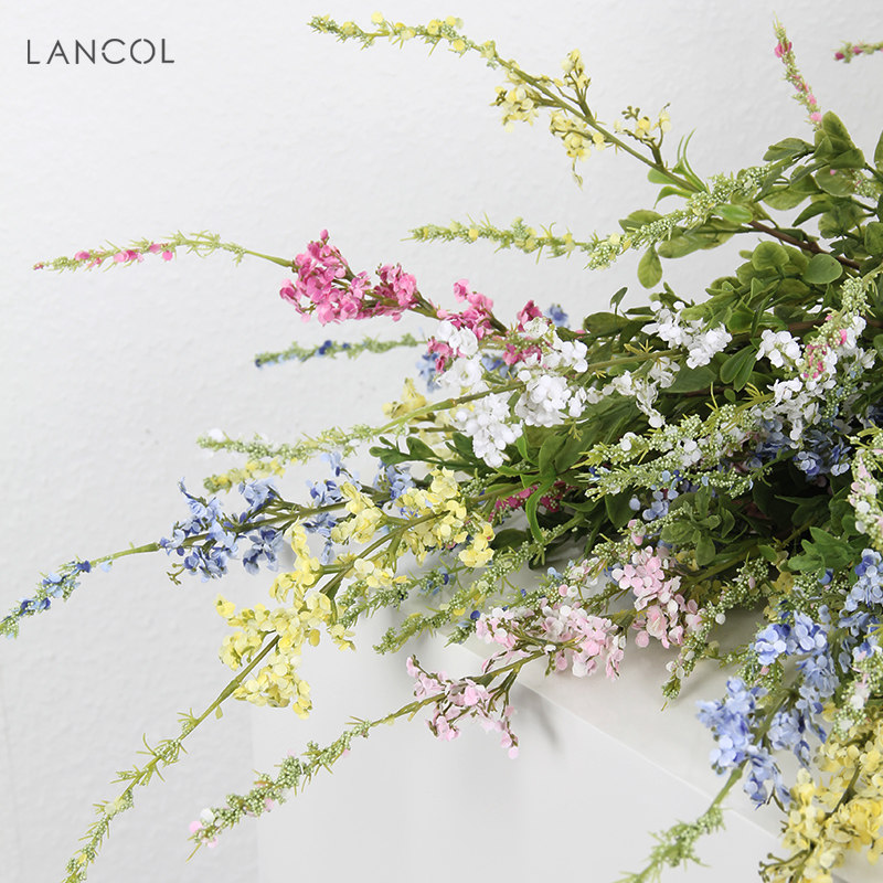 Lancol Fields Garden Emulation Flower Powder Yellow Blue Broken Flowers And Grass Living Room Table Decoration Figure Board Room Photography Fake Flowers