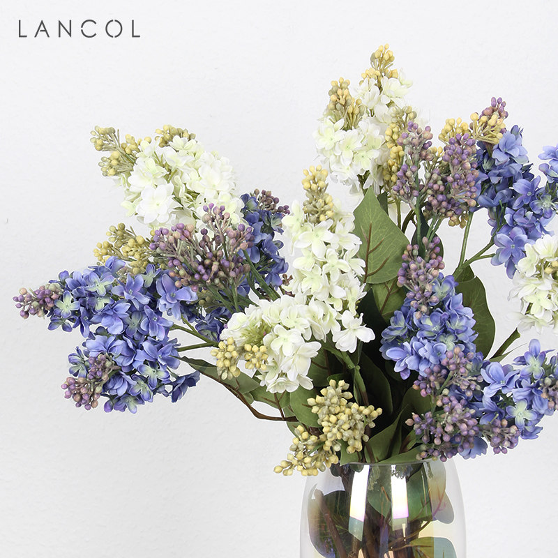Lancol Eurostyle style simulation flower blue purple Ding fragrant flowers home living room to put flowers table fake flower silk flowers