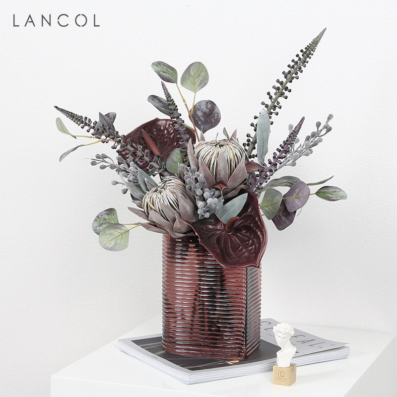 Lancol Eurostyle Minimalist Light Lavish Simulation Flower Suit Monarch Bouquet Living-room Table Decorated With Figure Board Fake Flowers