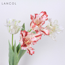 Lancol Eurostyle Brief Emulation Floral Red Parrot Tulip Home Living Room Decoration Putting Flowers Fake Flowers