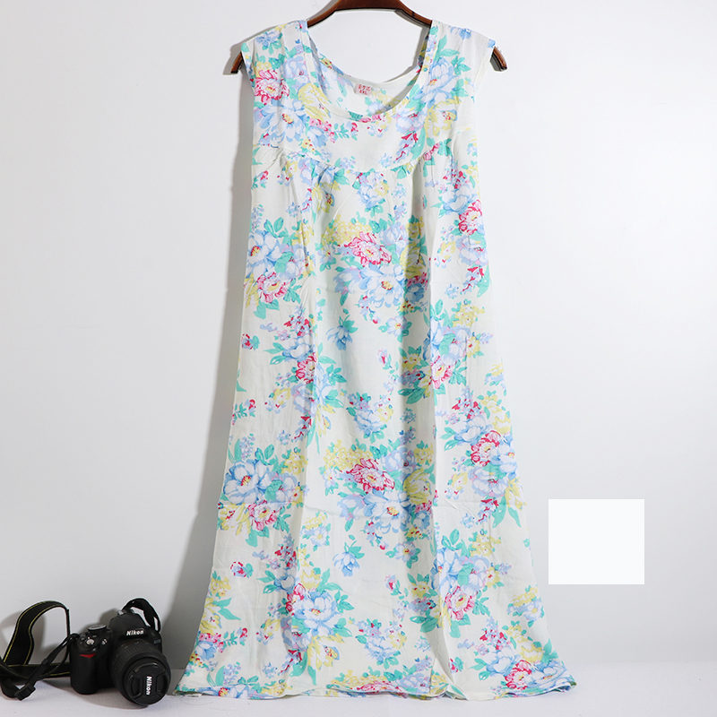 Ái lực với bông lụa bông lụa phụ nữ nightdress phụ nữ mùa hè bông dễ thương váy không tay váy nhiều màu wx2