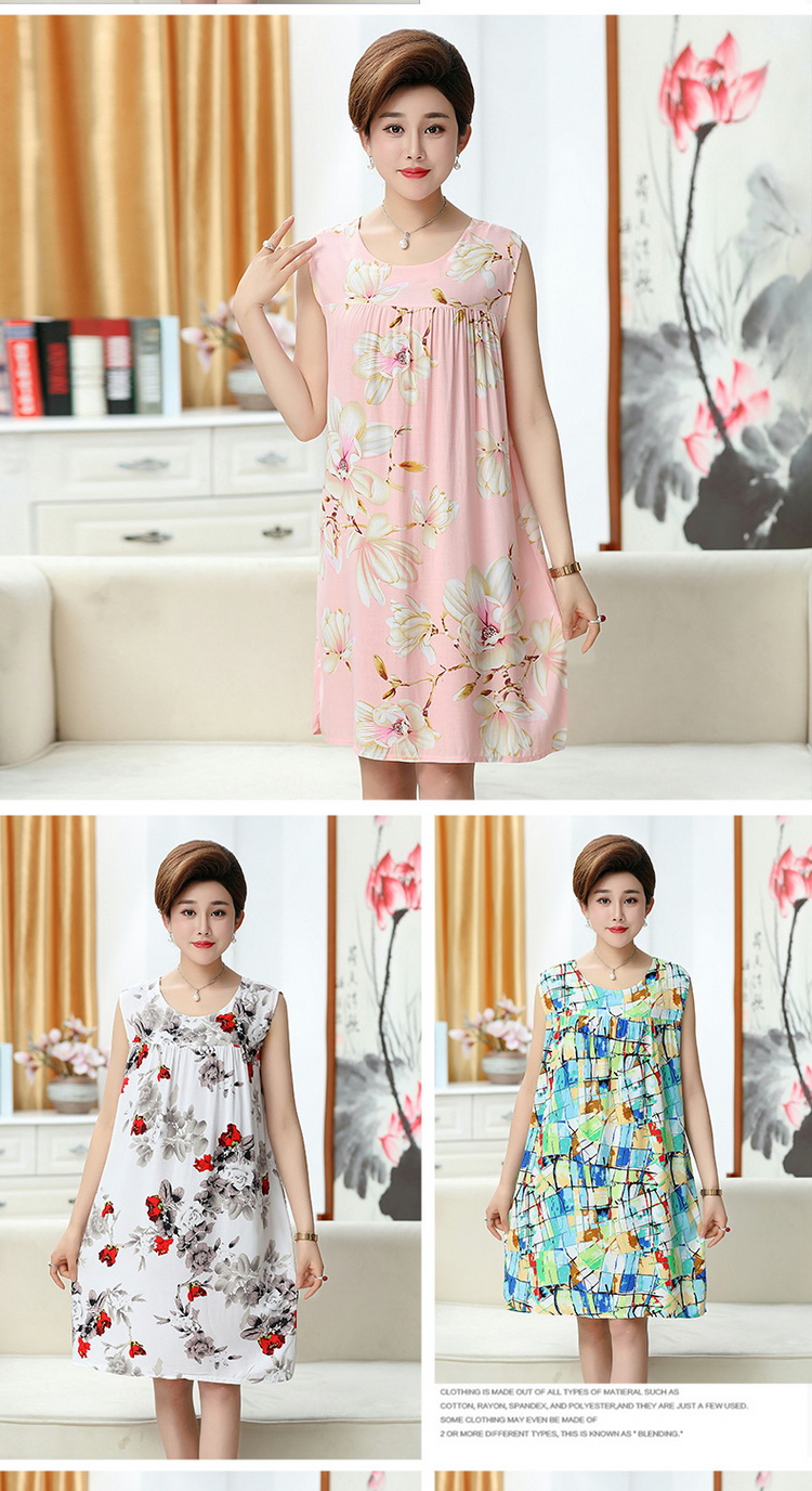 Ái lực với bông lụa bông lụa phụ nữ nightdress phụ nữ mùa hè bông dễ thương váy không tay váy nhiều màu wx2