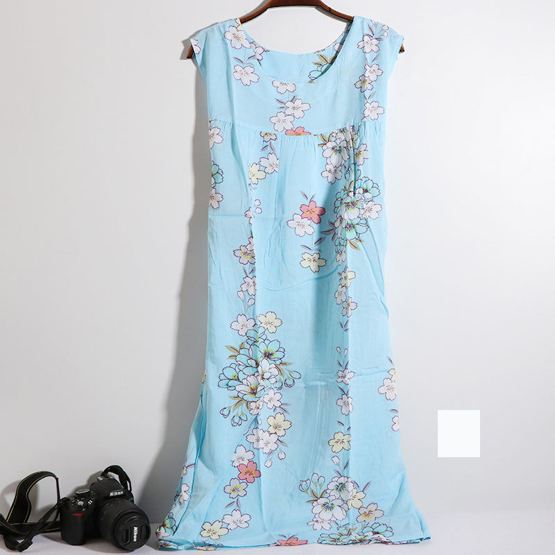 Ái lực với bông lụa bông lụa phụ nữ nightdress phụ nữ mùa hè bông dễ thương váy không tay váy nhiều màu wx2