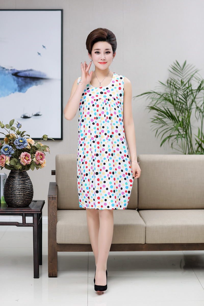 Ái lực với bông lụa bông lụa phụ nữ nightdress phụ nữ mùa hè bông dễ thương váy không tay váy nhiều màu wx2