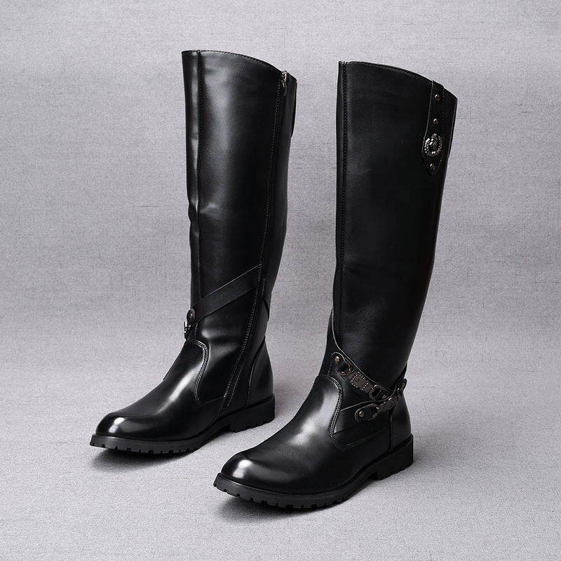 High-Top Martin Boots, Men's High-Top Riding Boots, Height-Increasing Over-The-Knee Boots, British-Style Leather Boots, Cosplay Ceremonial Riding Boots