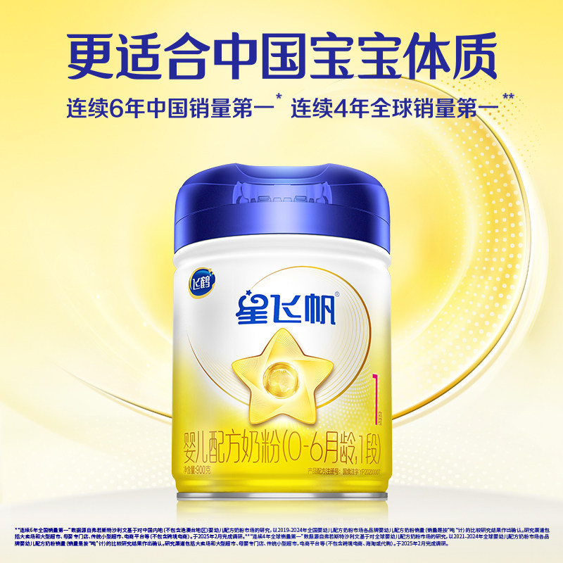 Feihe Xingfeifan Stage 1 0-6 Months Infant Formula Milk Powder 900g*6 Cans Genuine 5 Types of Hmos New Generation Opo
