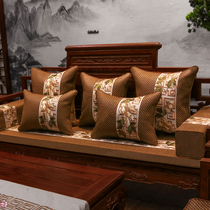 Chinese style red wood sofa cool mat cushion summer style solid wood vines mat non-slip with bed cushions backrest five pieces custom-made
