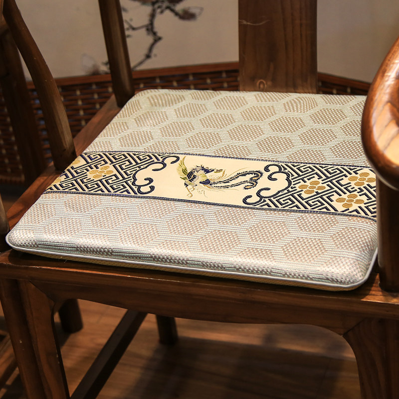 Summer Chinese sofa cushion solid wood circle chair dining chair cushion summer rattan mat cool mat ice silk non-slip mat custom cover