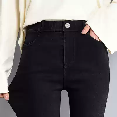 2021 new spring and autumn black pants women wear elastic high waist jeans thin elastic pencil pipe pants