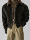 American retro imitation sherpa lapel woolen short jacket cotton men's winter thickened warm woolen jacket