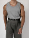 American Gray Round Neck Sleeveless Vest Men's 2025 Summer Loose Muscle Fitness Training Sports Vest Top
