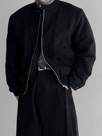 Cotton-Padded Short Woolen Coat Jacket for Men, Winter Commuting, Warm, Mature Style, Cotton Clothing, Light Luxury, Round Neck Woolen Coat