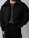 Black handsome style lapel pilot cotton jacket men's winter American trendy silhouette zipper short jacket