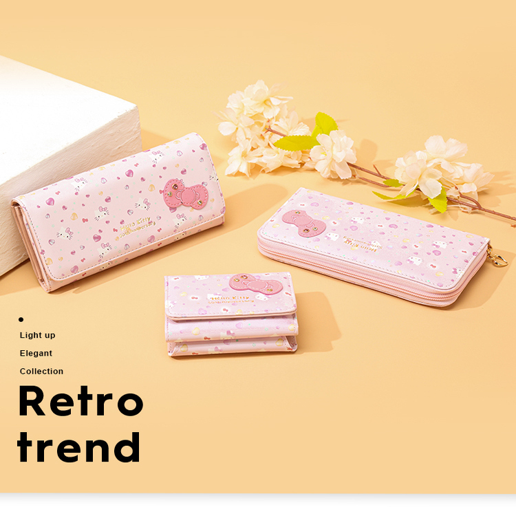 Internet Celebrity Style 50Th Anniversary Bow Long Wallet Pink Girly Wallet Card Holder Clutch Bag Student Gift