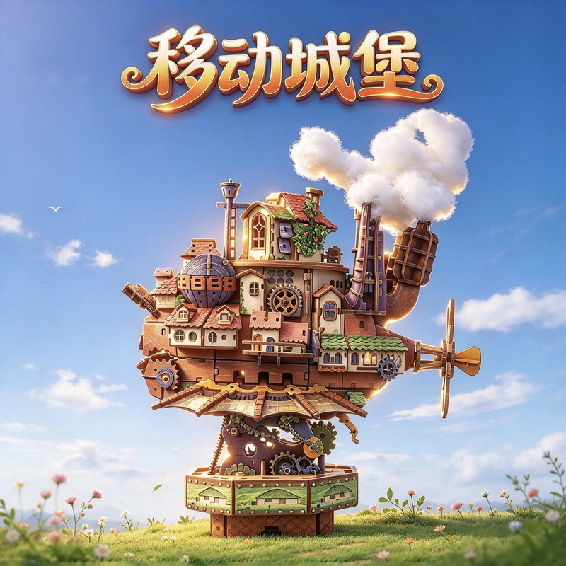 Howl's Moving Castle Stereo Dynamic Model Ornaments Wooden Puzzle Building Blocks Toys Birthday Gifts for Boys and Girls
