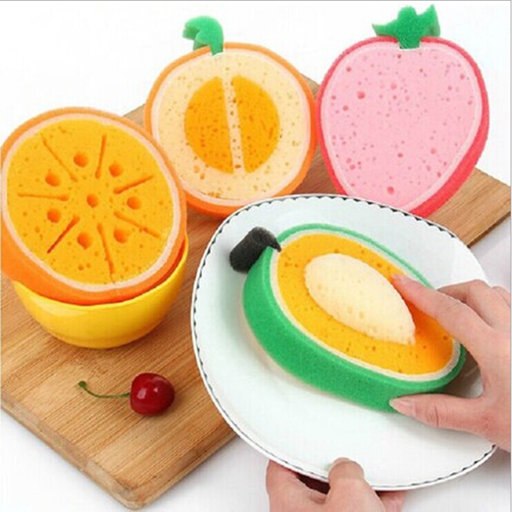Kitchen Supplies Fruit Thickened Sponge Wipe Multifunction Powerful Decontamination Clean Dishwashing Sponge
