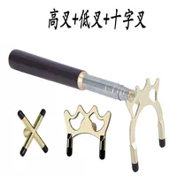 Деревянная ручка золотой крест+низкая вилка+высокая вилка-O32