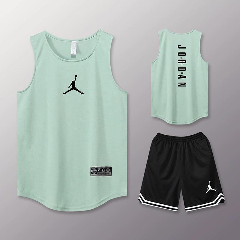 Basketball Uniform Sports Vest Men's Aj23 Round Neck T-Shirt Sleeveless Training Jersey Loose Fitness Breathable Shorts
