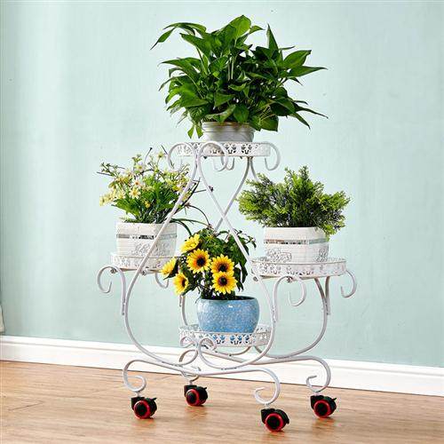 Movable European iron fixed flower stand for balcony living room rack indoor storage shape rack pothos hanging orchid rack