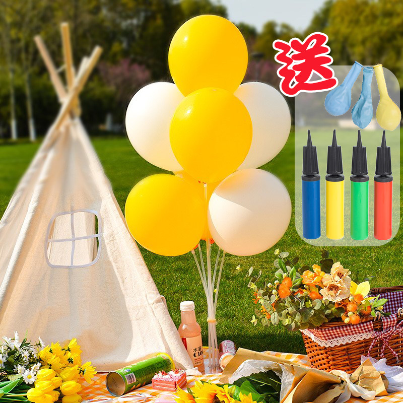 Outdoor picnic balloon decoration ins table floating bracket birthday layout props spring outing picnic supplies must be net red preparation
