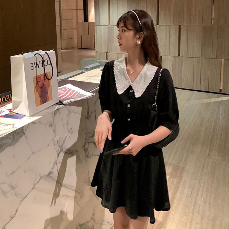 Summer big size fat sister dress femininity super fairy waist Hepburn style loose slimming all-match skirt 200 catties