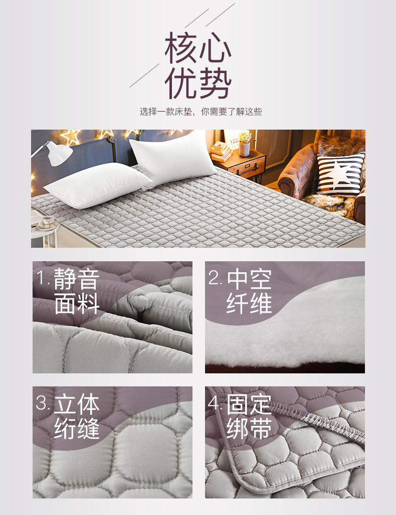 Nhìn vào hàng dệt tại nhà Gấp nệm nệm nệm gấp 1,5m nhíp giường đôi 1,8m chống trượt - Nệm đệm ngủ