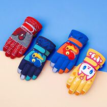 Boy Warm Gloves Cartoon Ski Gloves Plus Suede Warm Play Snow Lady Winter Style Children Gloves Winter Boy Waterproof