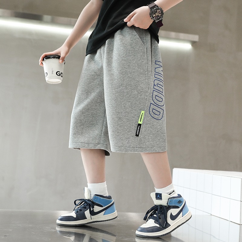 Boys' Summer Shorts, Big Kids' Sports Five-Seven Quarter Pants, Pure Cotton, Super Stylish, Casual Mid-Length Pants for Middle School Students, Trendy for Outdoor Wear