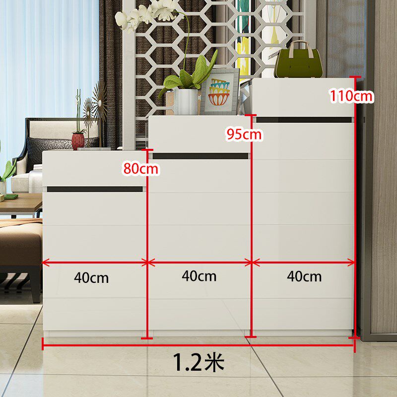 Shoe Cabinet Minimalist Modern Door Hall Cabinet Ultra Slim Doorway Balcony Storage Hyun Cabinet Double Sided Baking Varnish Partition High And Low Composition