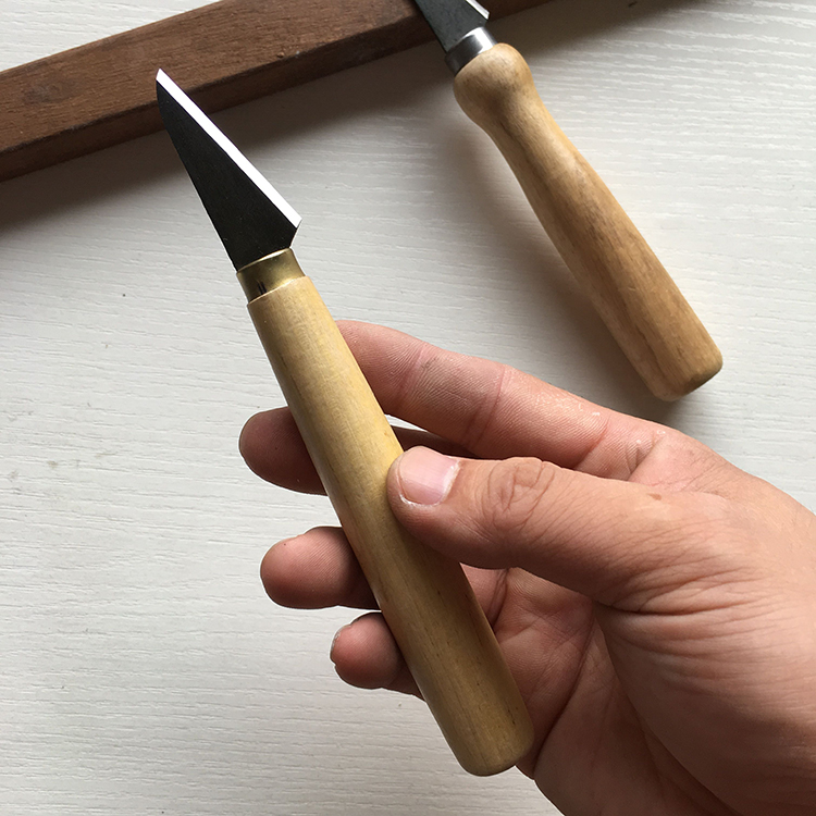 Small horizontal hand knife digging spoon cutter hardwood carving knife grafting knife Dongyang woodworking diy handmade wood carving tool front steel