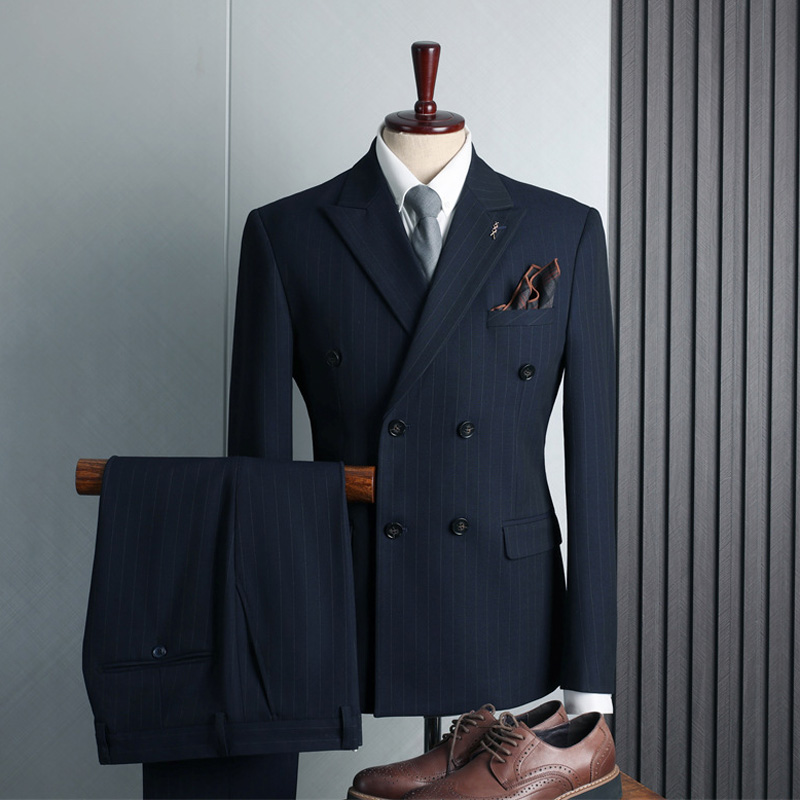 FANHOMME suit men's high-end double-breasted business casual suit three-piece groom's wedding dress