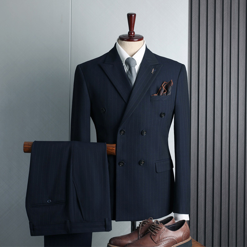 Fanhomme Suit Set for Men, High-End Double-Breasted Business Casual Suit, Three-Piece Suit, Groom's Wedding Dress