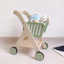 Korea Original Single Baby Boy Emulation Supermarket Shopping Cart Over Home Wood Pushchair Baby Walk Girl Toy Is