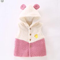 Childrens vest with cap and cotton autumn and winter thickening new cotton vest male and female baby wear waistcoat spring and autumn clothes