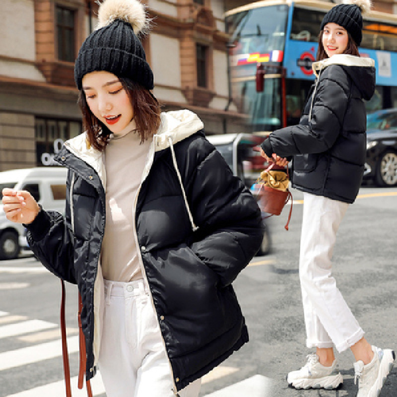 景绪短款棉衣女2019新款秋冬季连帽加厚宽松女上衣休闲棉服女外套