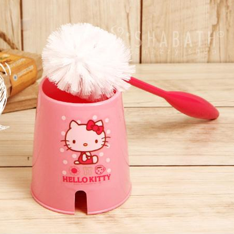 Korea imports hello kitty toilet brush without dead angle household toilet brush cleaning set set for artificial sets