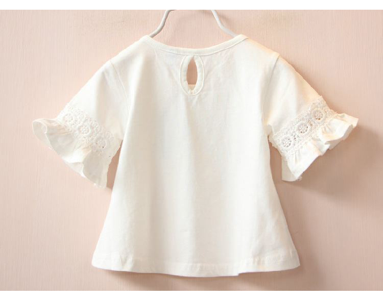 Kawa trẻ em quần áo cô gái T-Shirt mùa xuân và mùa hè phụ nữ mới của kho báu hoang dã loa dài tay trẻ em Hàn Quốc phiên bản của màu rắn t-shirt