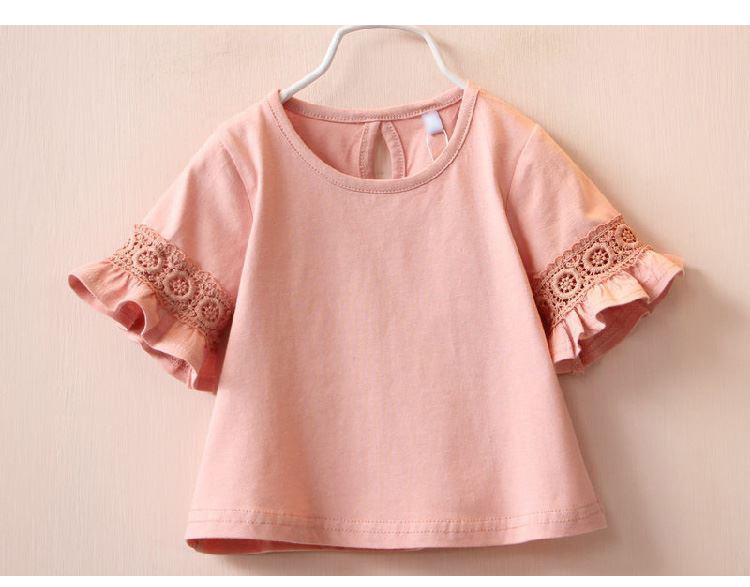 Kawa trẻ em quần áo cô gái T-Shirt mùa xuân và mùa hè phụ nữ mới của kho báu hoang dã loa dài tay trẻ em Hàn Quốc phiên bản của màu rắn t-shirt