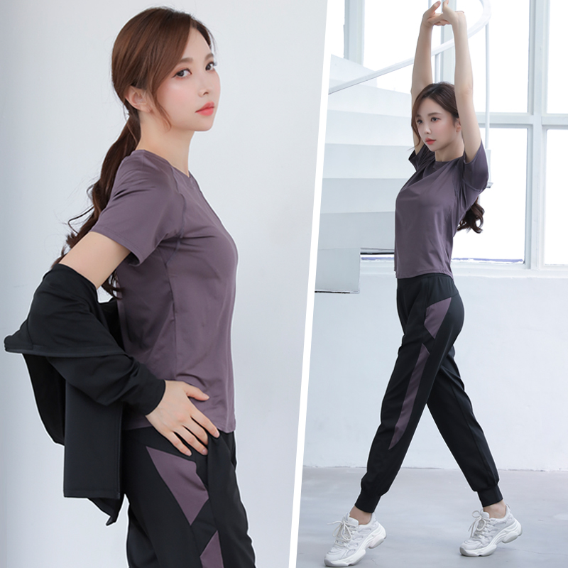 Sports Suit for Women Running in Summer, Spring and Autumn, Loose Fit for Morning Runs, Gym, Quick-Drying, Trendy Fitness Sportswear, Yoga Clothes