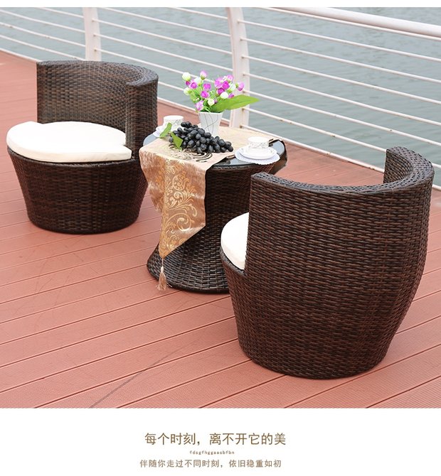 Ghế mây sáng tạo Bàn ghế ngoài trời Bàn ghế mây Bàn cà phê Bộ ba mảnh Bàn ban công và ghế giải trí Ghế mây nhỏ kết hợp nội thất - Bàn ghế ngoài trời / sân bàn gỗ ngoài trời