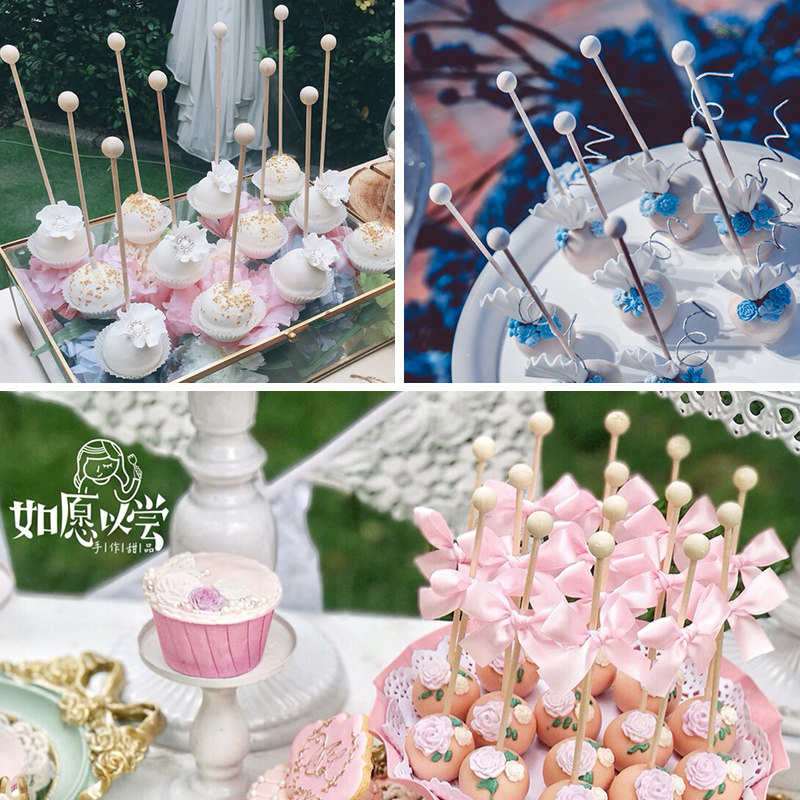 20 wooden sticks with sticks candy cake round stick sweet table decorated with wood stirring stick coffee bar