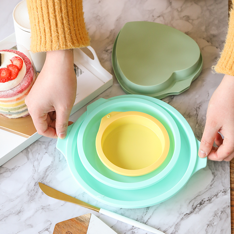 4 6 8 inches Silicone Rainbow Cake Mold Qi Wind Molds Mousse Layered Rainbow Round Baking Pan Oven for Home