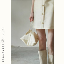 ROOMCARDS independent designer brand cream silk wool ornaments fresh water pearl handbag