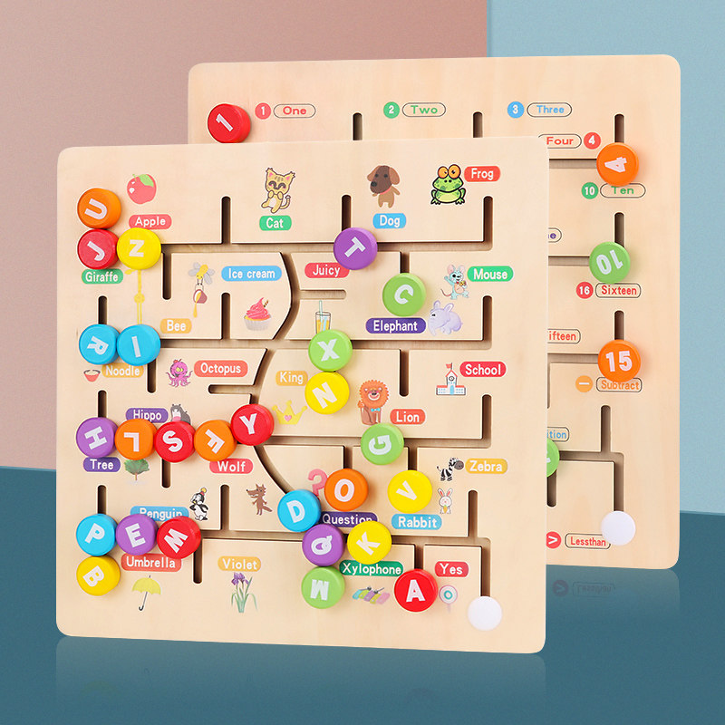 Children's digital alphabet Find a bit track walkway Maze building blocks 2-3-4-year-old early lessons intellect jigsaw puzzle