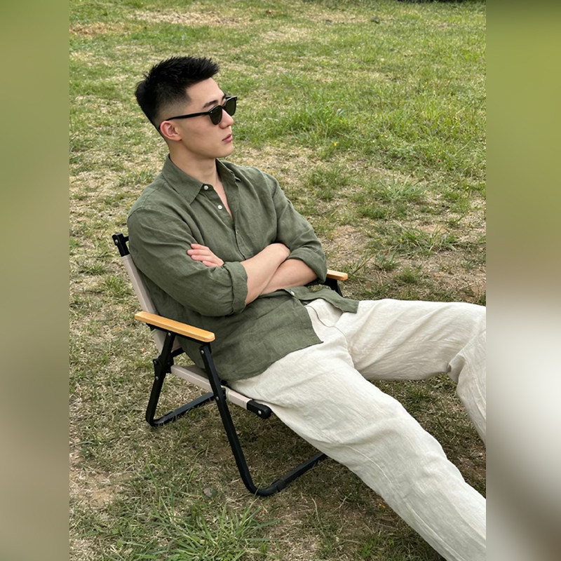 High-End Retro Old Money Style Linen Shirt Set for Men, 2026 Summer, Simple and Relaxed Workwear Two-Piece Set