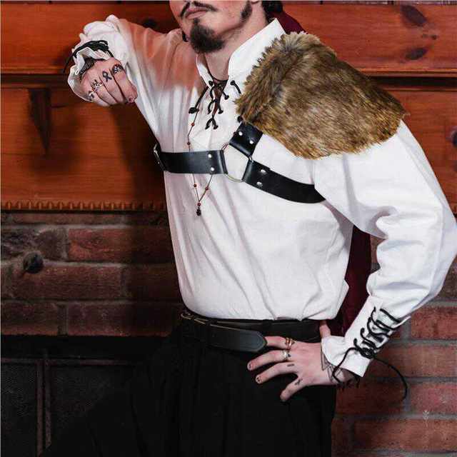 Medieval Viking Shoulder Armor, Furry Celtic Retro Knight Cosplay Props, Leather Armor for Men and Women