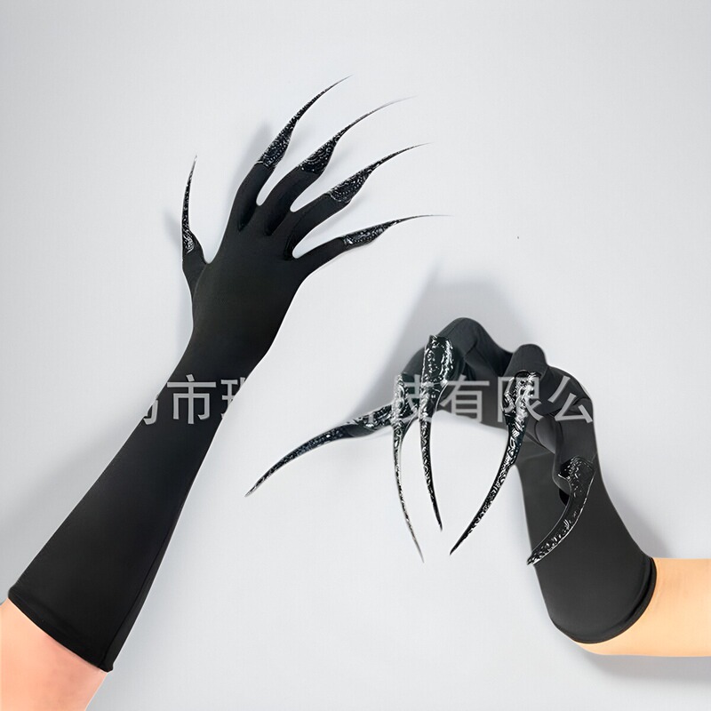 Halloween Long-Nail Gloves Cosplay Props Vampire Witch Ghost Claws Gothic Style Black Dual-Use Halloween Long-Nail Gloves Cosplay Props Vampire Witch Ghost Claws Gothic Style Black Dual-Use