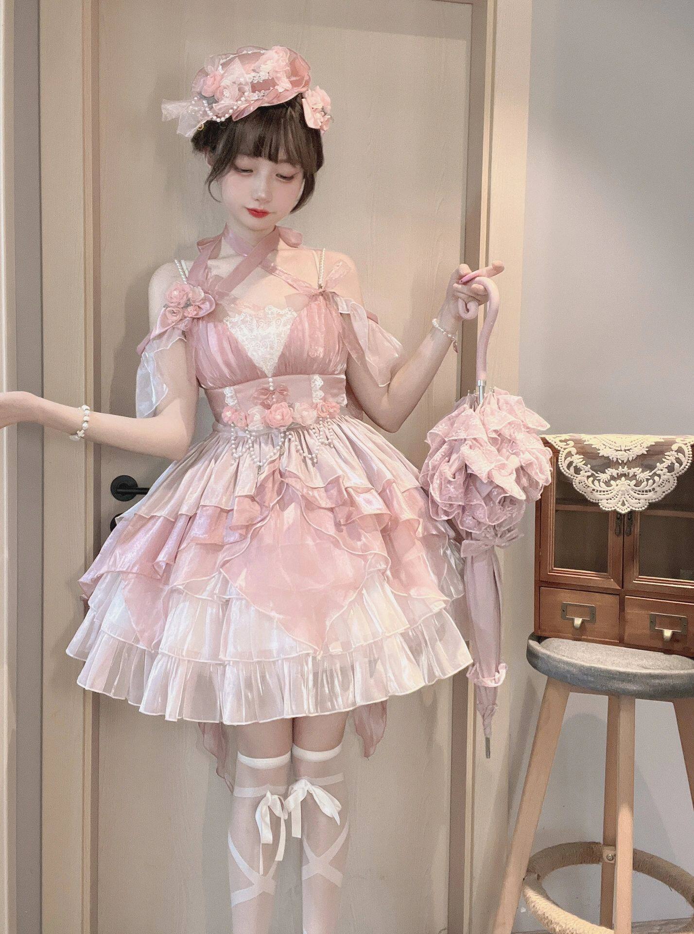Pink Wedding Lolita Dress Jsk Lolita Dress Gorgeous Elegant Dress