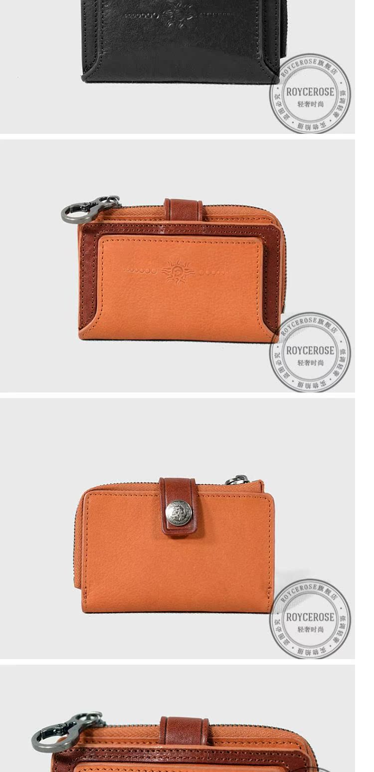 ROYCEROSE ví retro lớp da đầu tiên khóa retro túi thẻ túi nam và nữ da retro YH0420 - Trường hợp chính ví da nữ