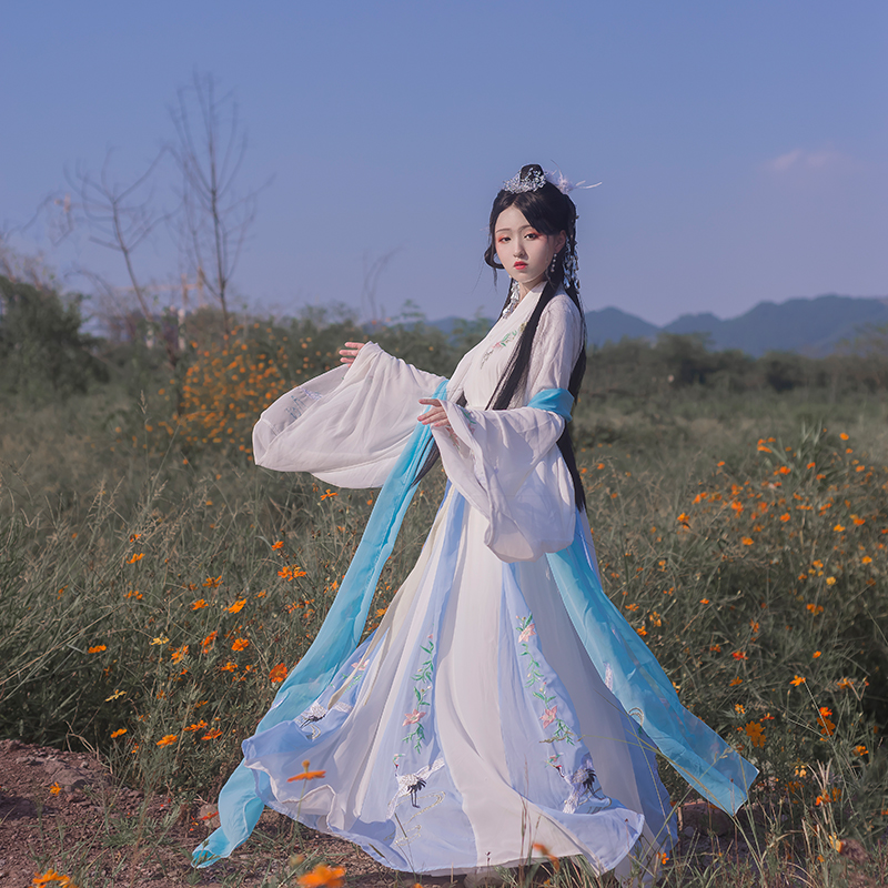 Thiết kế ban đầu của quả lê rơi Sei-Ko Han váy eo-eo váy mùa hè chéo tay áo và mùa thu Wei Jinfeng hàng ngày chiếc váy không cổ